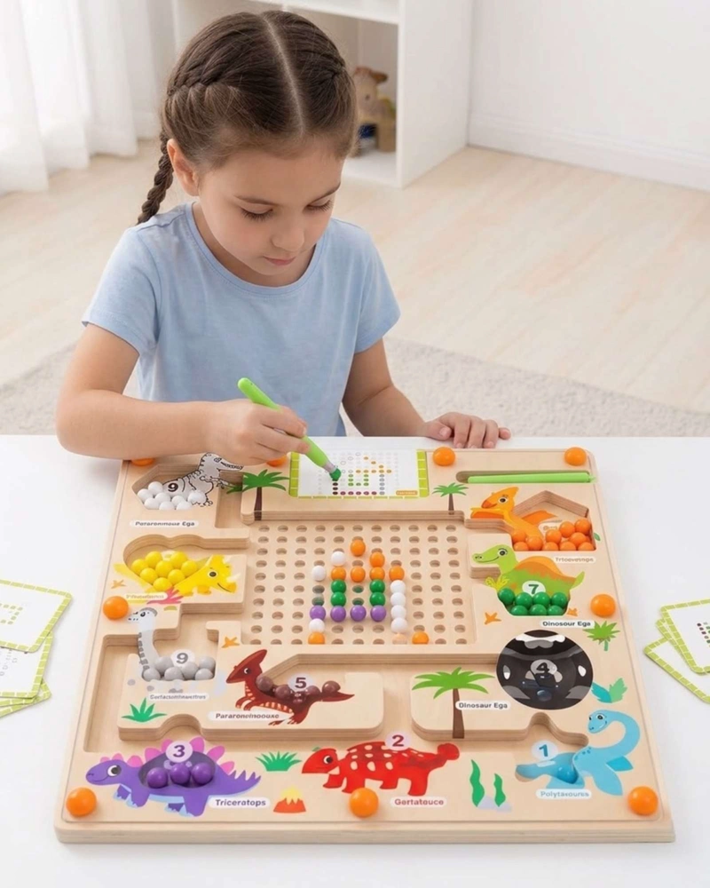 JUEGO DIDACTICO DE MADERA TABLERO MAGNE TICO DINOSAURIOS - 2