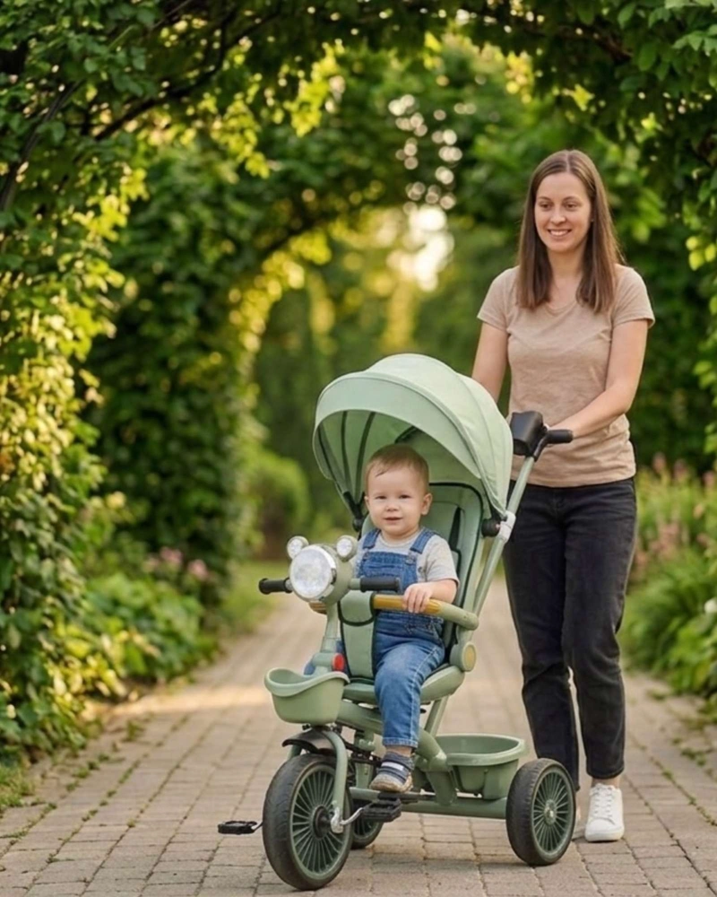 TRICICLO INFANTIL EVOLUTIVO 4 EN 1 CON CAPOTA SEGURO, PLEGABLE Y COMODO - 1