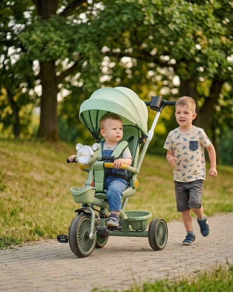 TRICICLO INFANTIL EVOLUTIVO 4 EN 1 CON CAPOTA SEGURO, PLEGABLE Y COMODO - 2