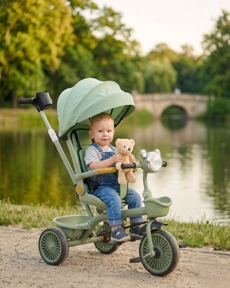 TRICICLO INFANTIL EVOLUTIVO 4 EN 1 CON CAPOTA SEGURO, PLEGABLE Y COMODO - 3