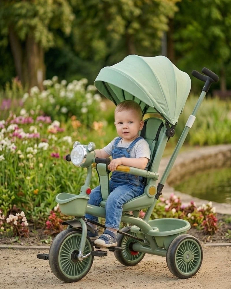 TRICICLO INFANTIL EVOLUTIVO 4 EN 1 CON CAPOTA SEGURO, PLEGABLE Y COMODO - 4