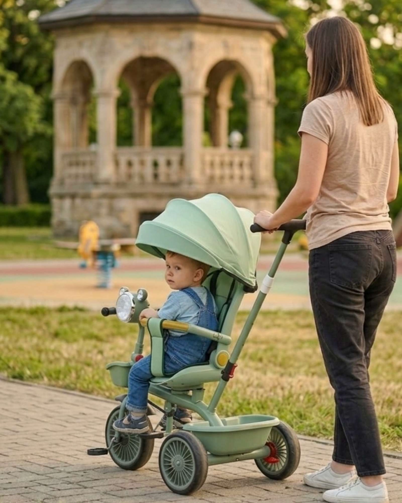 TRICICLO INFANTIL EVOLUTIVO 4 EN 1 CON CAPOTA SEGURO, PLEGABLE Y COMODO - 6