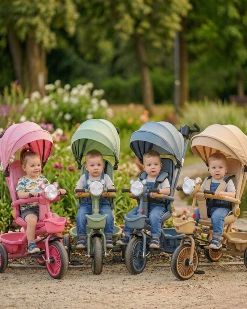 TRICICLO INFANTIL EVOLUTIVO 4 EN 1 CON CAPOTA SEGURO, PLEGABLE Y COMODO - 7