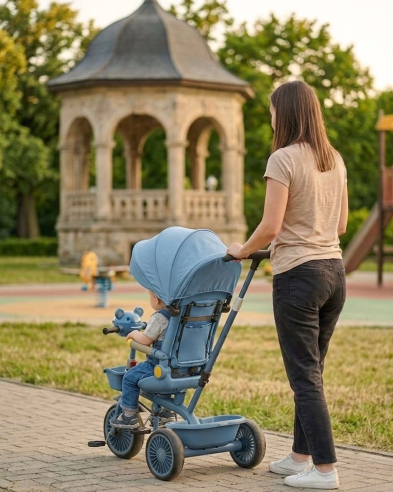 TRICICLO INFANTIL EVOLUTIVO 4 EN 1 CON CAPOTA SEGURO, PLEGABLE Y COMODO - 1