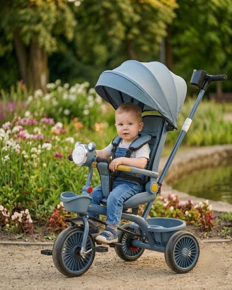 TRICICLO INFANTIL EVOLUTIVO 4 EN 1 CON CAPOTA SEGURO, PLEGABLE Y COMODO - 2
