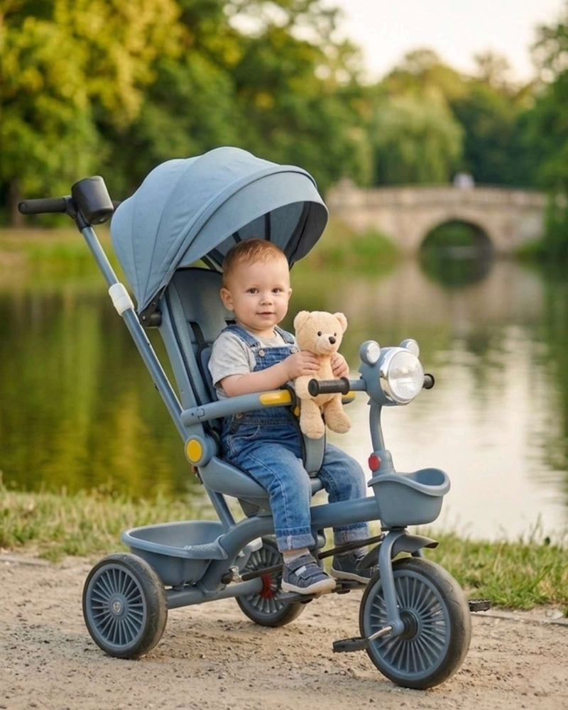 TRICICLO INFANTIL EVOLUTIVO 4 EN 1 CON CAPOTA SEGURO, PLEGABLE Y COMODO - 4