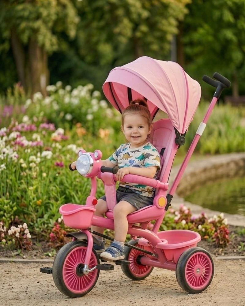 TRICICLO INFANTIL EVOLUTIVO 4 EN 1 CON CAPOTA SEGURO, PLEGABLE Y COMODO - 1