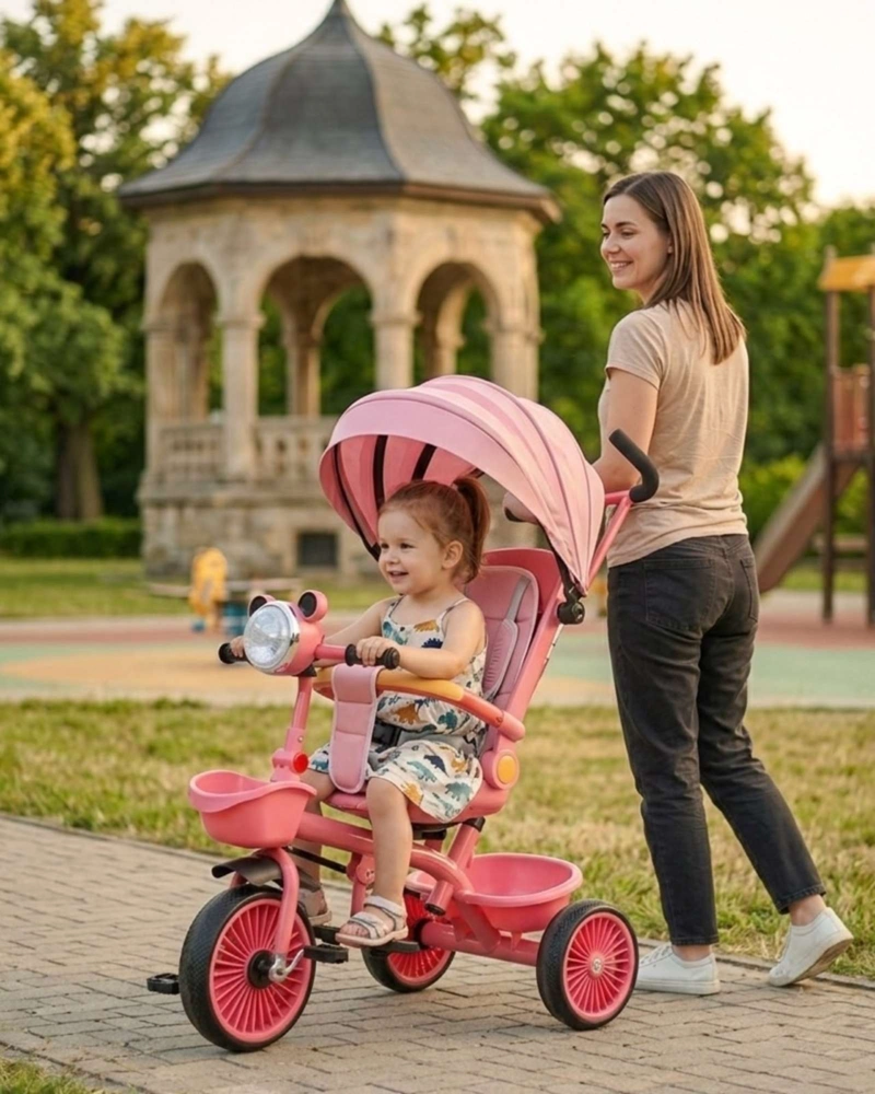 TRICICLO INFANTIL EVOLUTIVO 4 EN 1 CON CAPOTA SEGURO, PLEGABLE Y COMODO - 3