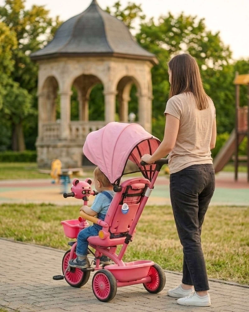 TRICICLO INFANTIL EVOLUTIVO 4 EN 1 CON CAPOTA SEGURO, PLEGABLE Y COMODO - 5