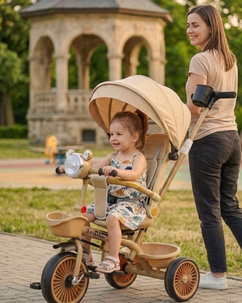 TRICICLO INFANTIL EVOLUTIVO 4 EN 1 CON CAPOTA SEGURO, PLEGABLE Y COMODO - 3