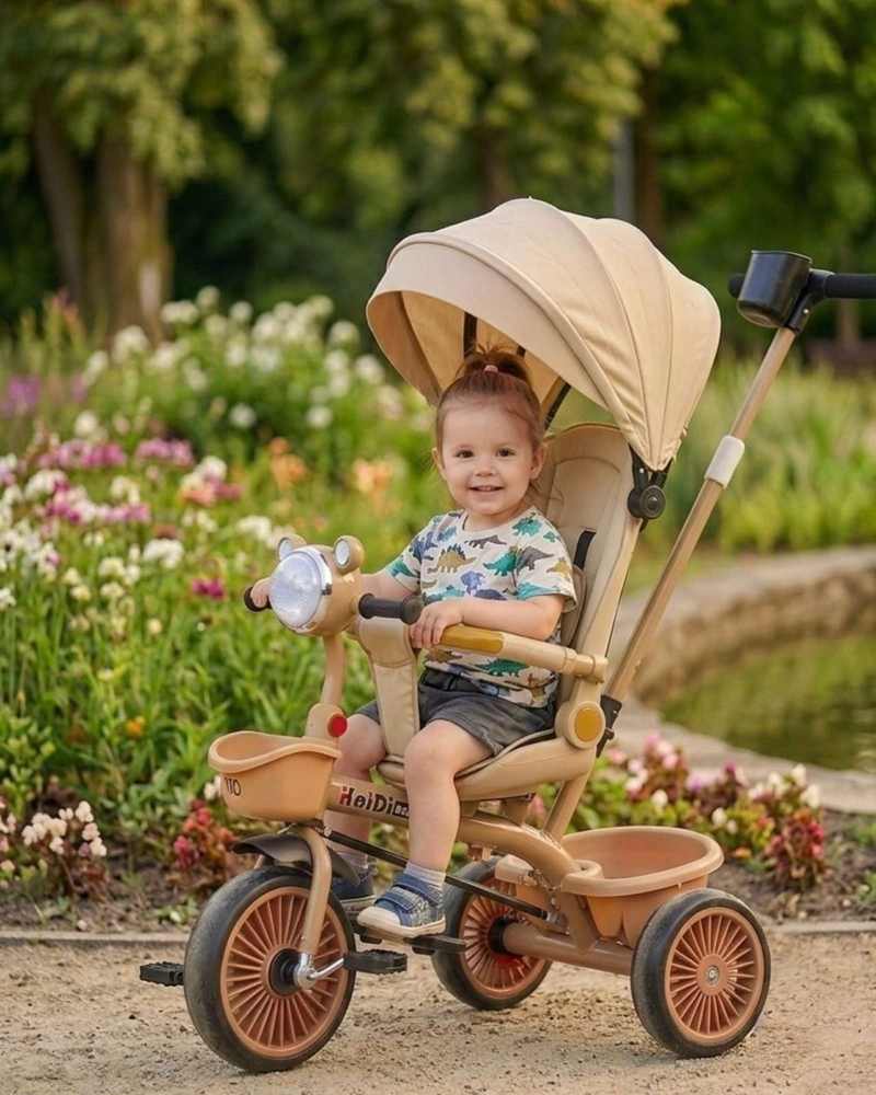 TRICICLO INFANTIL EVOLUTIVO 4 EN 1 CON CAPOTA SEGURO, PLEGABLE Y COMODO - 5