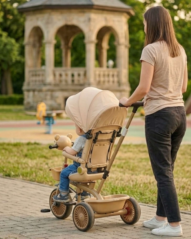 TRICICLO INFANTIL EVOLUTIVO 4 EN 1 CON CAPOTA SEGURO, PLEGABLE Y COMODO - 6