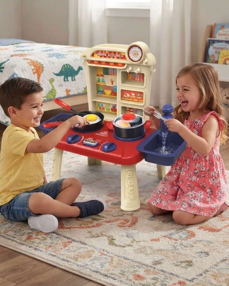 COCINITA DE JUGUETE INFANTIL HOME KITCHEN 34 PIEZAS CON FLUJO DE AGUA - 1