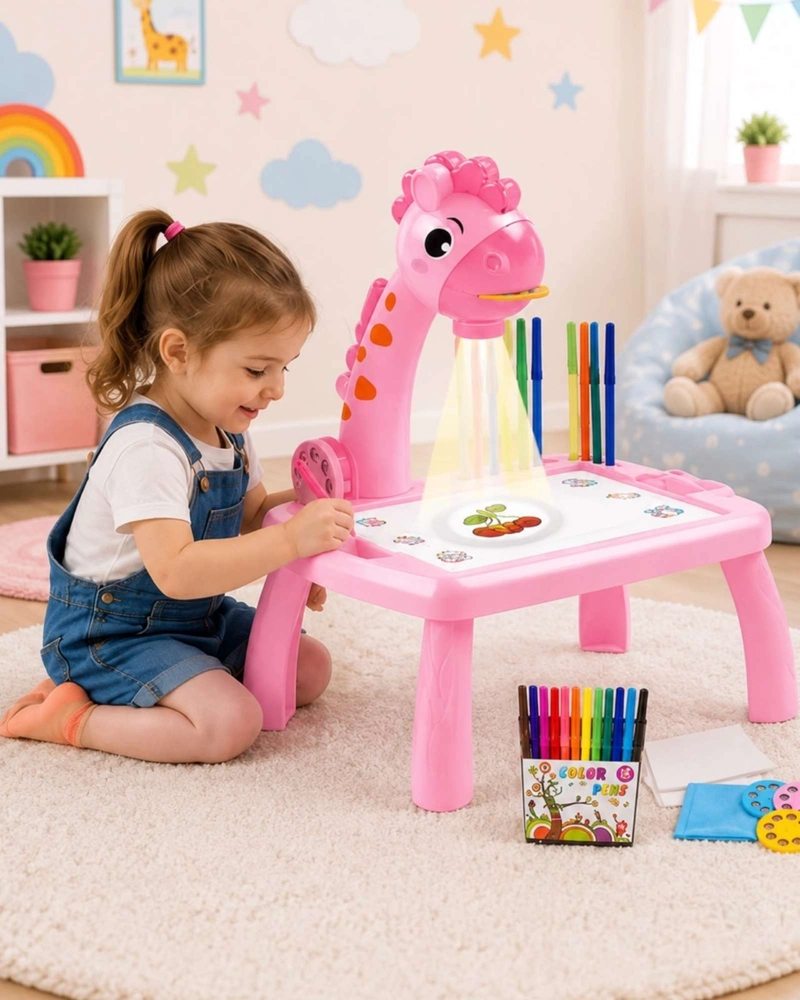 PROYECTOR DE PINTURA INFANTIL GIRAFA MESA DE DIBUJO CON LUZ Y SONIDO - 1