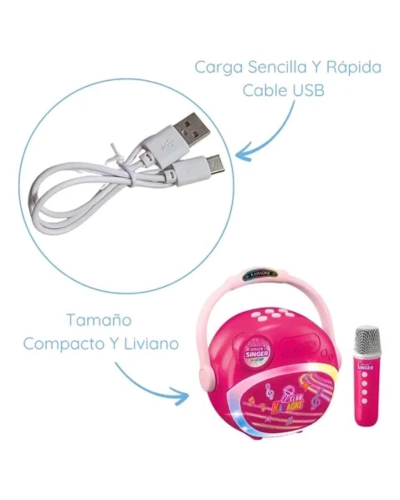 PARLANTE KARAOKE INFANTIL SMART STEREO CON MICROFONO INCLUIDO - 5