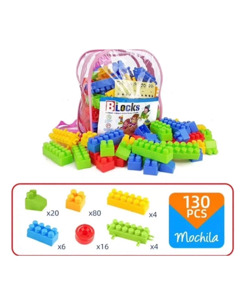 MALETA DE BLOQUES DE CONSTRUCCION INFANTIL 130 PIEZAS - 1