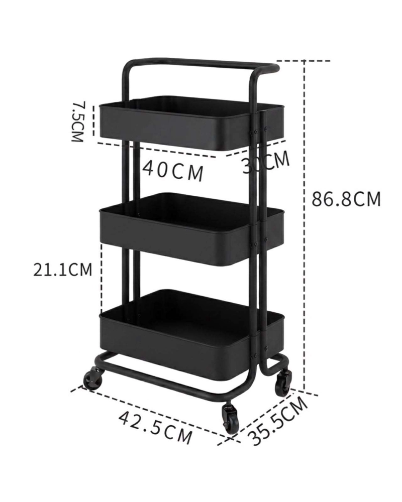 CARRITO ORGANIZADOR MULTIUSO 3 NIVELES CON RUEDAS - 6