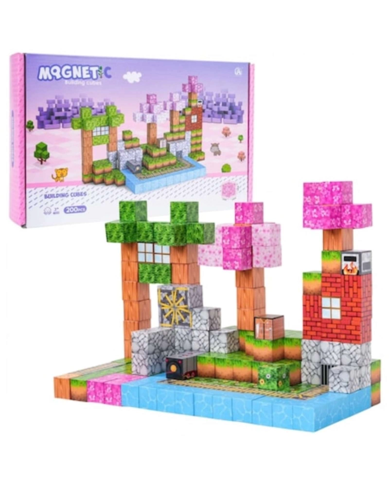 ​SET DE CUBOS DE CONSTRUCCION MAGNE TICOS - 200 PIEZAS ESTILO BLOQUES - 3
