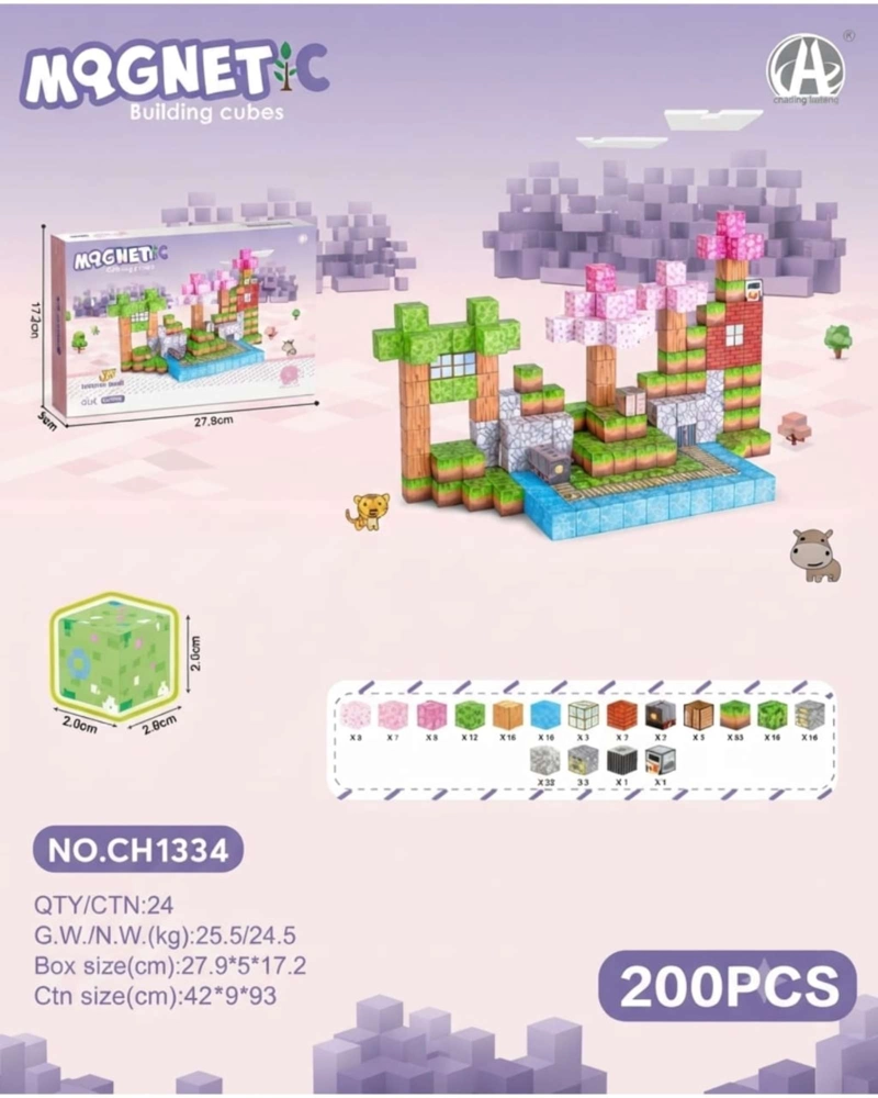 ​SET DE CUBOS DE CONSTRUCCION MAGNE TICOS - 200 PIEZAS ESTILO BLOQUES - 4