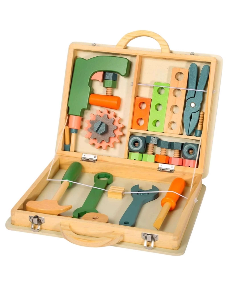 SET DE CARPINTERO INFANTIL MALETIN DE HERRAMIENTAS DE MADERA - 1