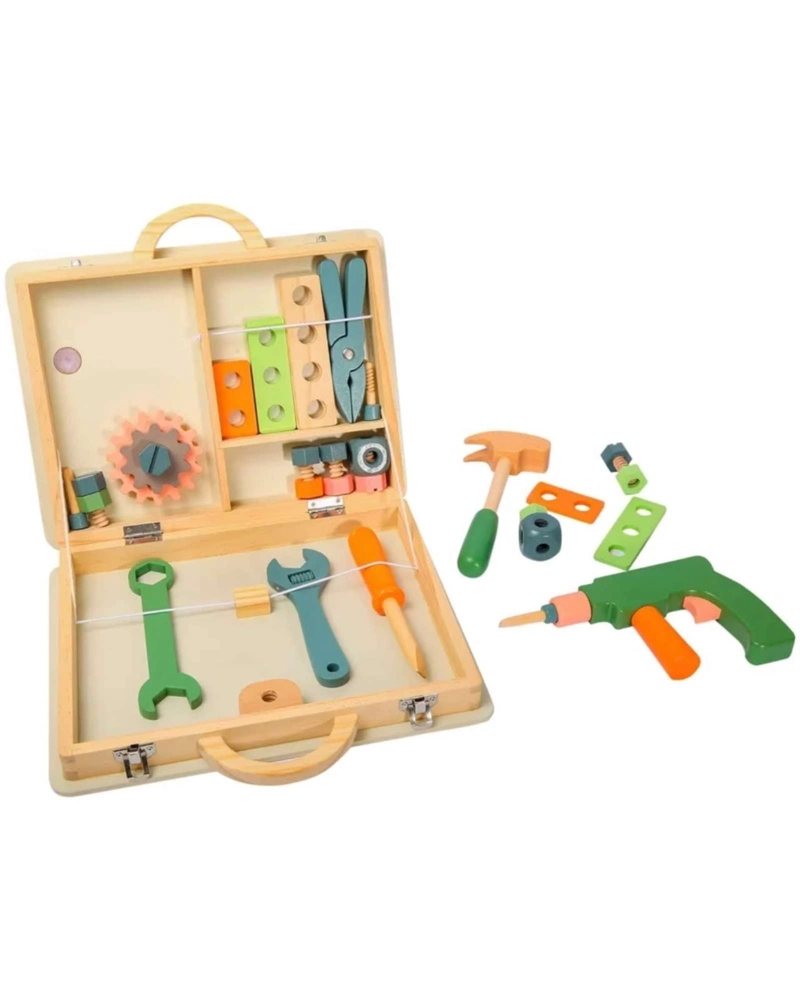 SET DE CARPINTERO INFANTIL MALETIN DE HERRAMIENTAS DE MADERA - 3