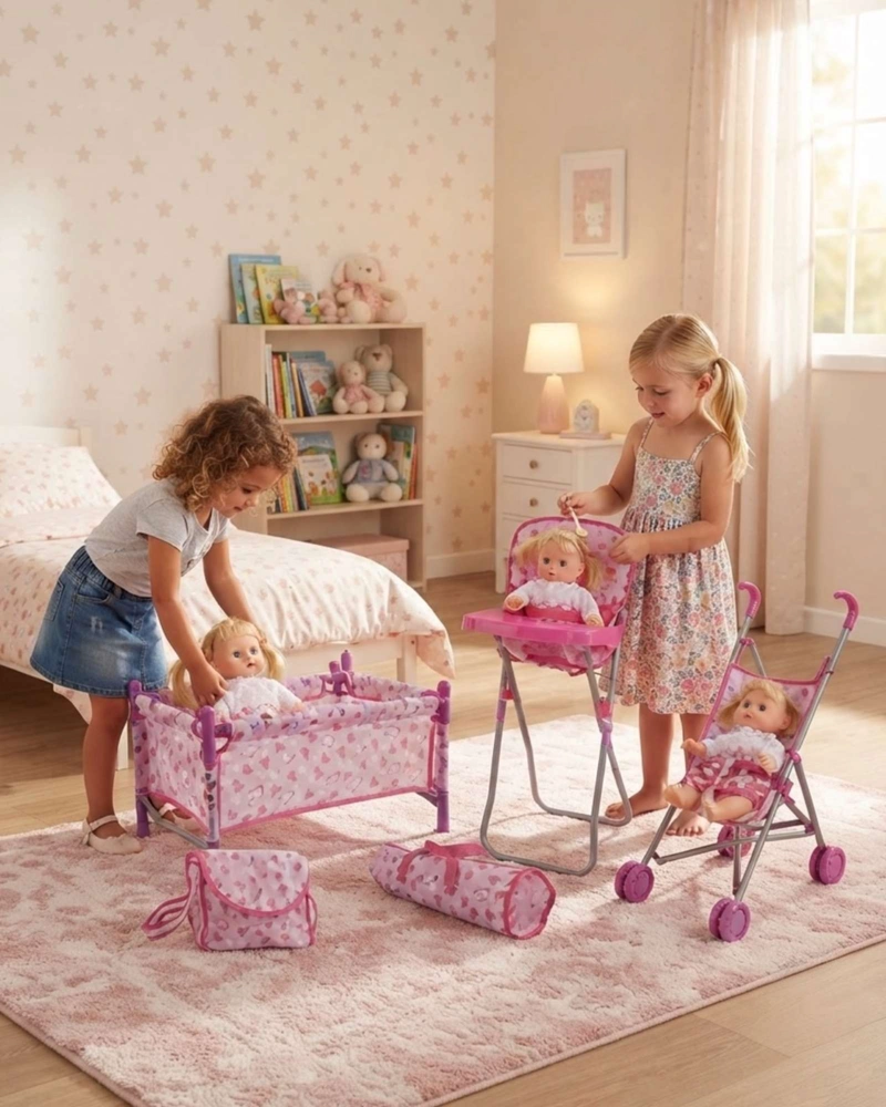 SET COMPLETO DE MUÑECA BABY SWEET LOVE: CUNA, COCHE Y SILLA DE COMER - 2