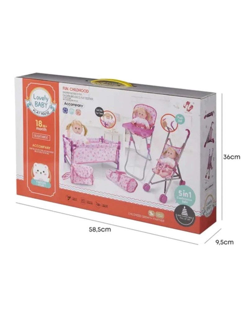 SET COMPLETO DE MUÑECA BABY SWEET LOVE: CUNA, COCHE Y SILLA DE COMER - 5