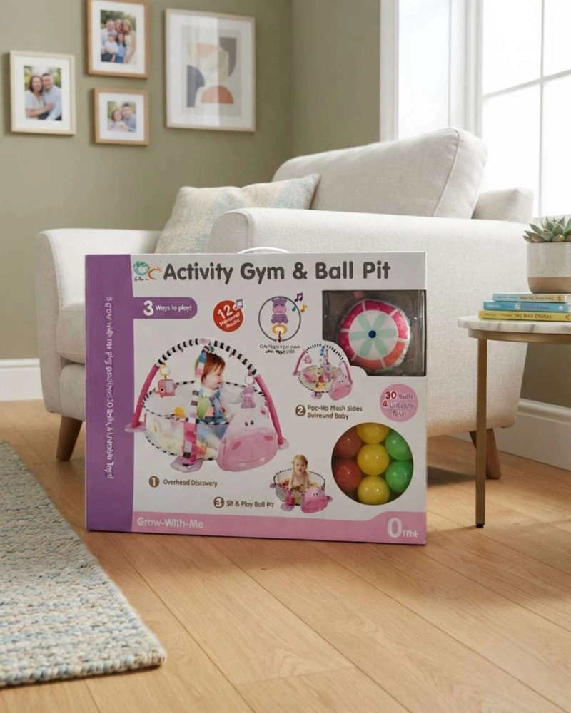 ​GIMNASIO BEBE  3 EN 1 CON PISCINA DE PELOTAS Y JUGUETES + 30 PELOTAS - 5
