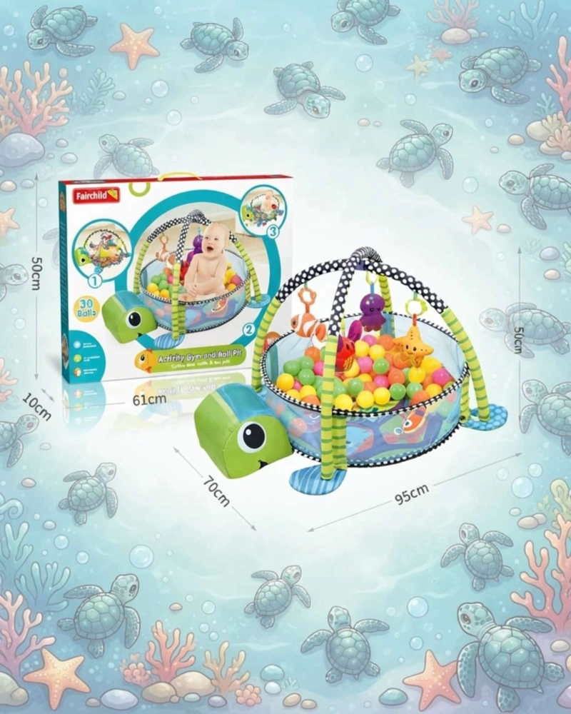 GIMNASIO PARA BEBE  3 EN 1 PISCINA DE PELOTAS DISEÑO TORTUGA - 5