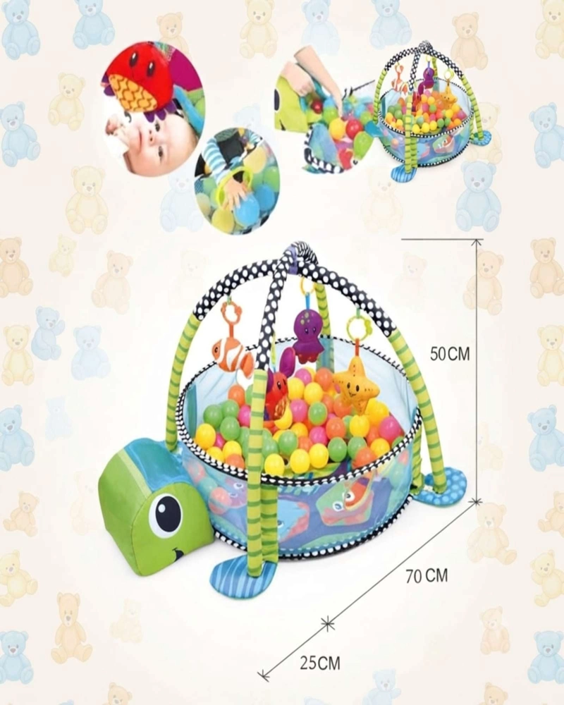 GIMNASIO PARA BEBE  3 EN 1 PISCINA DE PELOTAS DISEÑO TORTUGA - 6