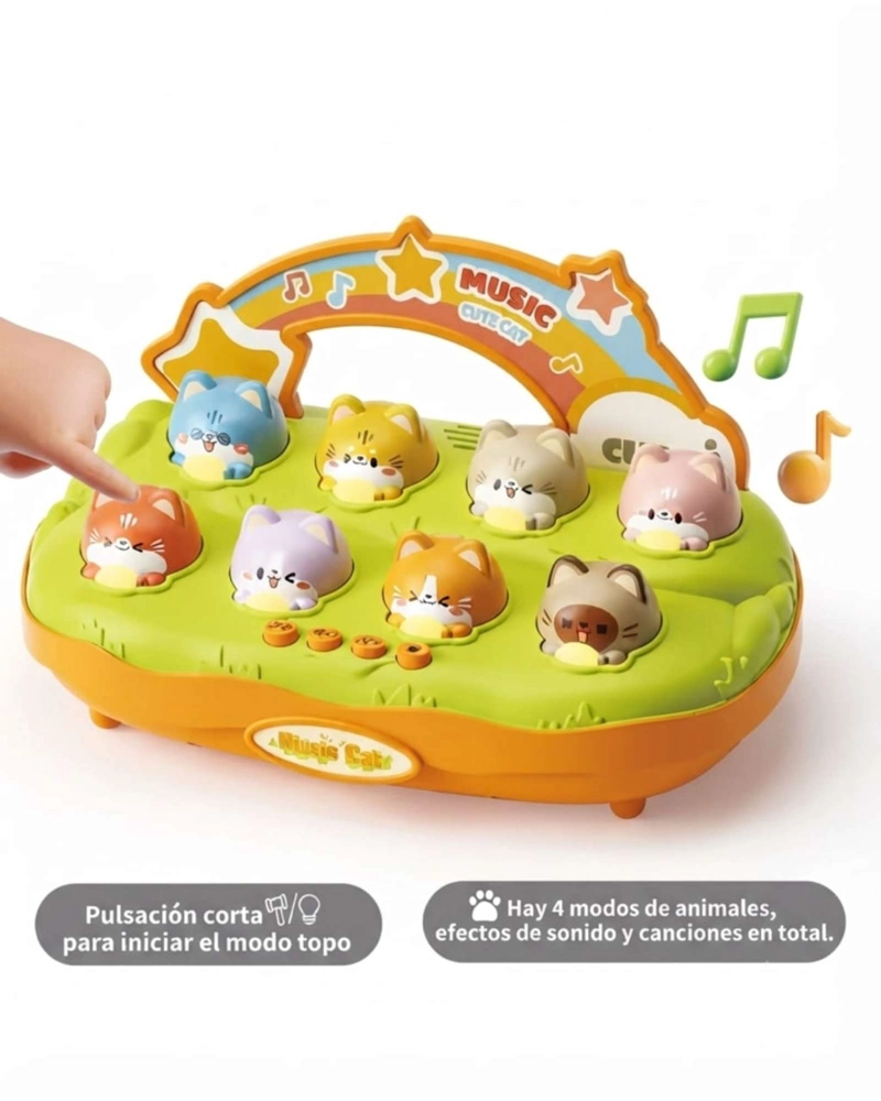 PIANO INTERACTIVO GATITOS MUSICALES CON MODOS DE JUEGO Y LUCES PARA BEBE S. - 6