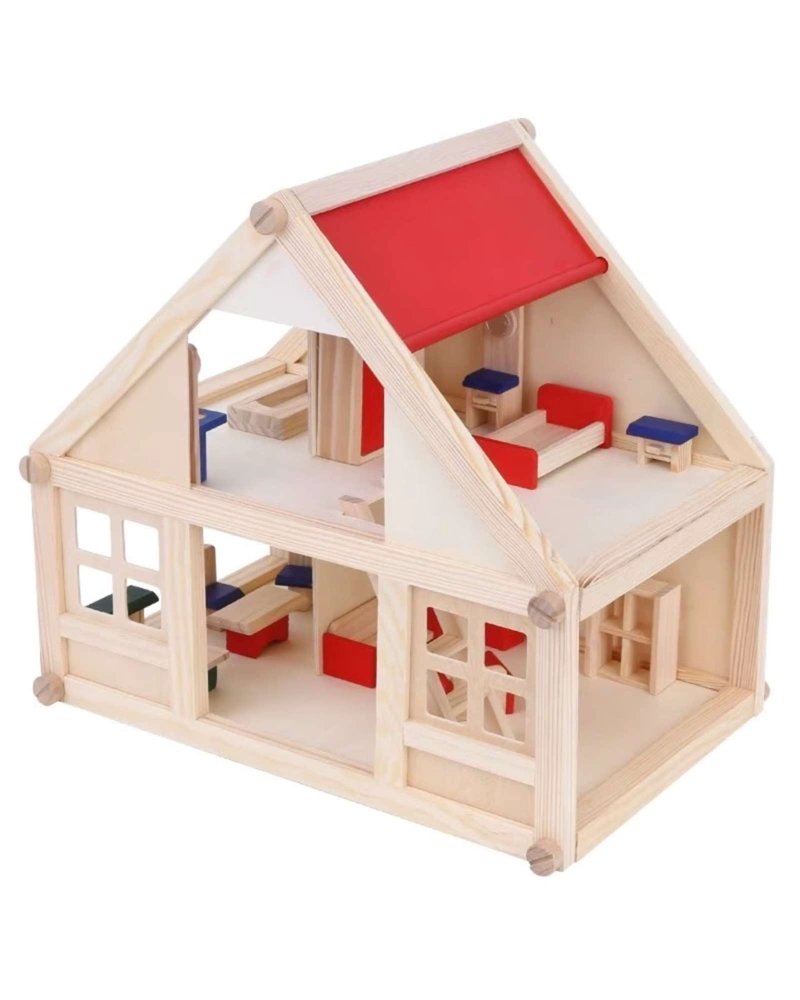 CASA DE MUÑECAS DE MADERA CLASICA CON MOBILIARIO INCLUIDO - 3