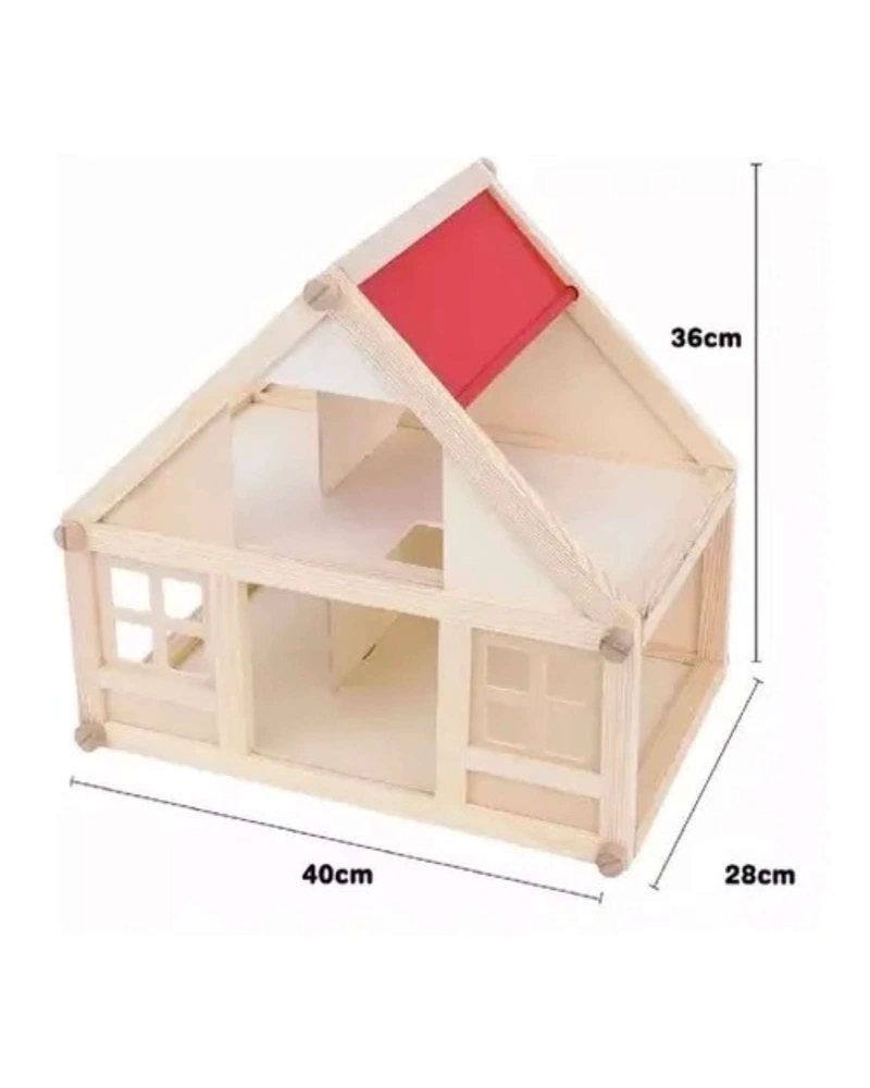 CASA DE MUÑECAS DE MADERA CLASICA CON MOBILIARIO INCLUIDO - 4