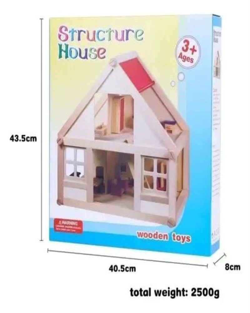 CASA DE MUÑECAS DE MADERA CLASICA CON MOBILIARIO INCLUIDO - 5