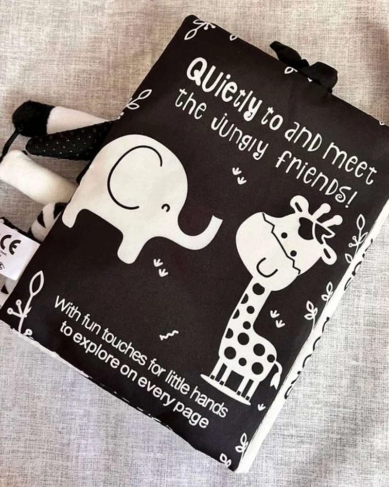 LIBRO SENSORIAL DE TELA Y TEXTURA PARA BEBE S CON COLAS DE ANIMALES Y SONIDO01 - 1