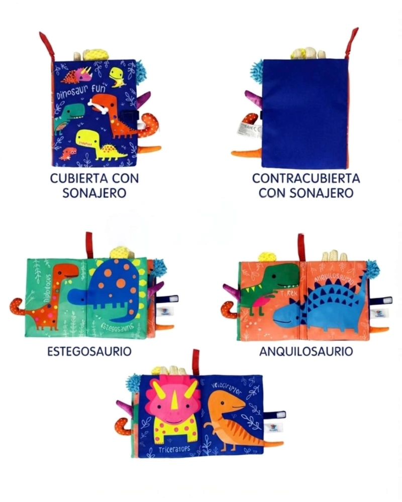 LIBRO SENSORIAL DE TELA Y TEXTURA PARA BEBE S CON COLAS DE ANIMALES Y SONIDO10 - 5