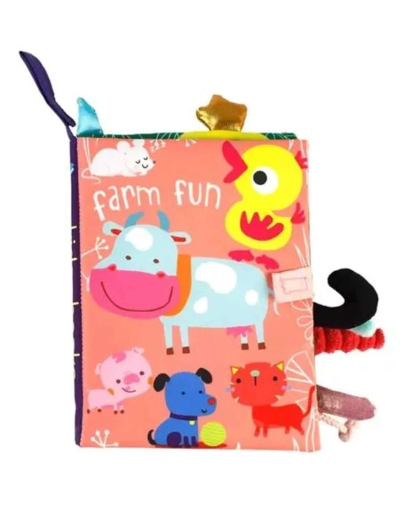 LIBRO SENSORIAL DE TELA Y TEXTURA PARA BEBE S CON COLAS DE ANIMALES Y SONIDO08 - 3