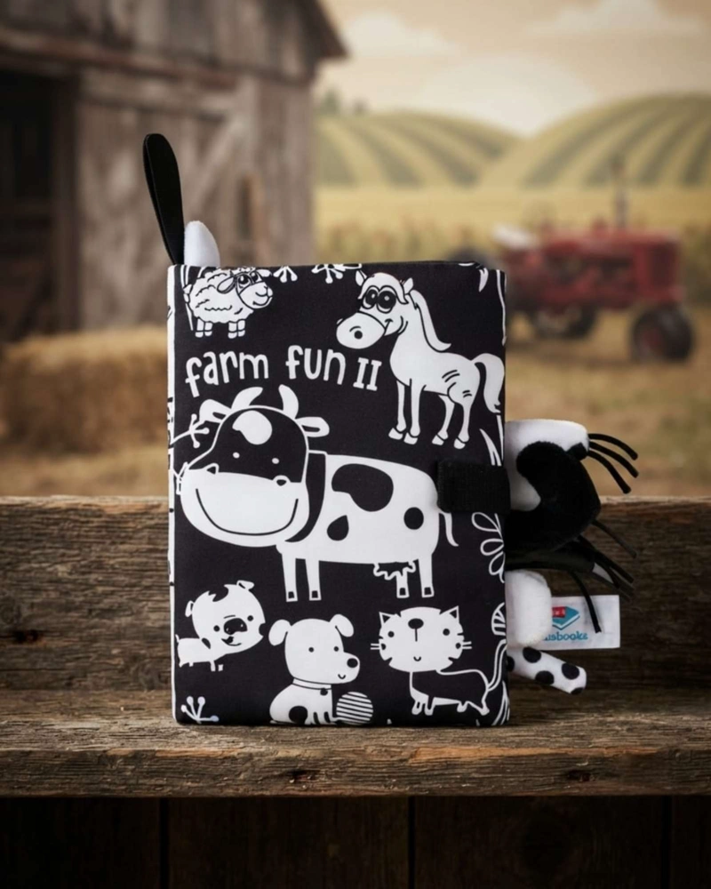 LIBRO SENSORIAL DE TELA Y TEXTURA PARA BEBE S CON COLAS DE ANIMALES Y SONIDO03 - 1