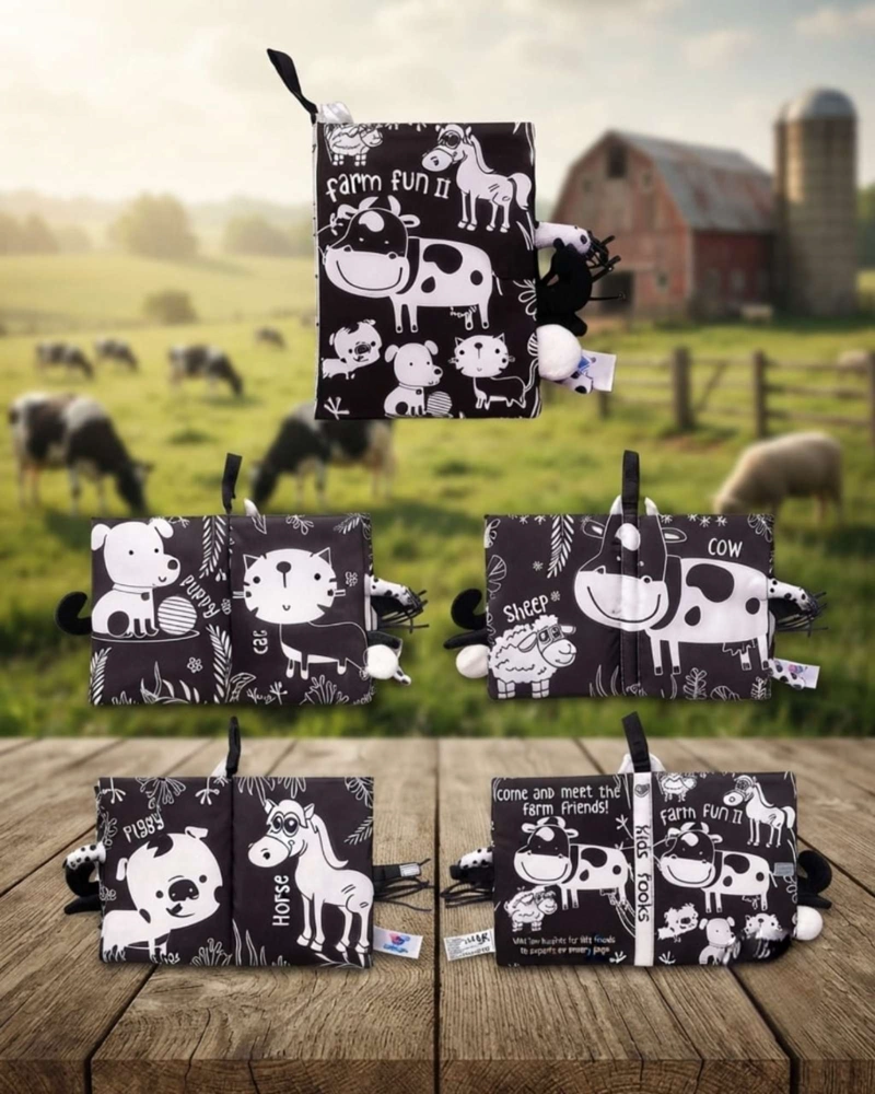 LIBRO SENSORIAL DE TELA Y TEXTURA PARA BEBE S CON COLAS DE ANIMALES Y SONIDO03 - 2