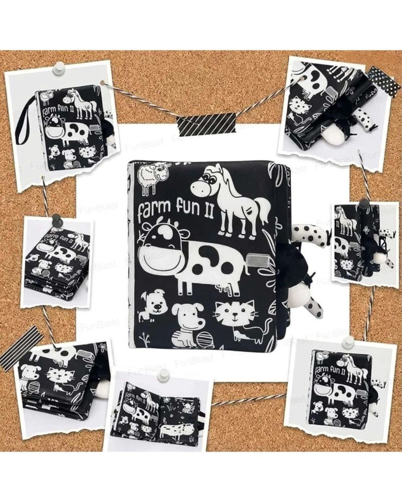 LIBRO SENSORIAL DE TELA Y TEXTURA PARA BEBE S CON COLAS DE ANIMALES Y SONIDO03 - 3