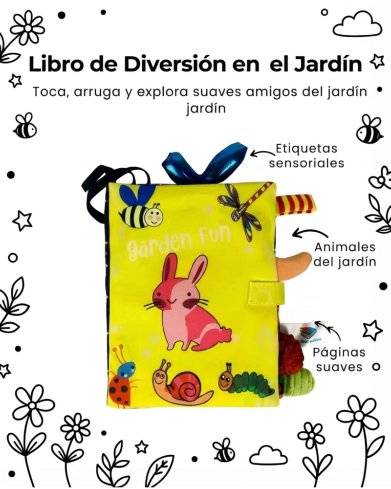 LIBRO SENSORIAL DE TELA Y TEXTURA PARA BEBE S CON COLAS DE ANIMALES Y SONIDO05 - 3