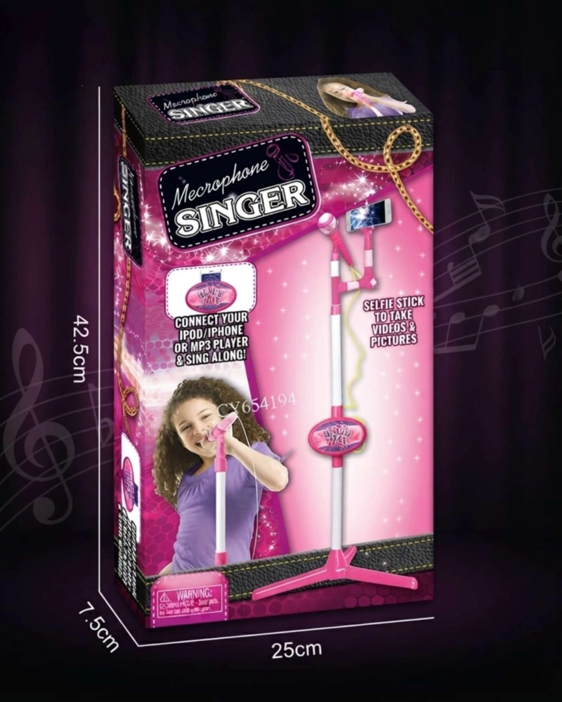 MICROFONO KARAOKE PEDESTAL CONEXION MP3 TELE FONO PARA NIÑAS. - 4