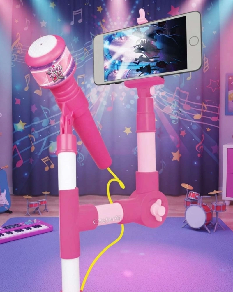 MICROFONO KARAOKE PEDESTAL CONEXION MP3 TELE FONO PARA NIÑAS. - 5
