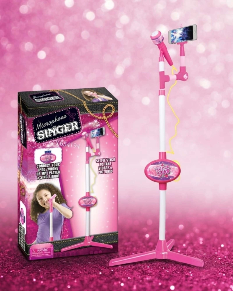 MICROFONO KARAOKE PEDESTAL CONEXION MP3 TELE FONO PARA NIÑAS. - 6