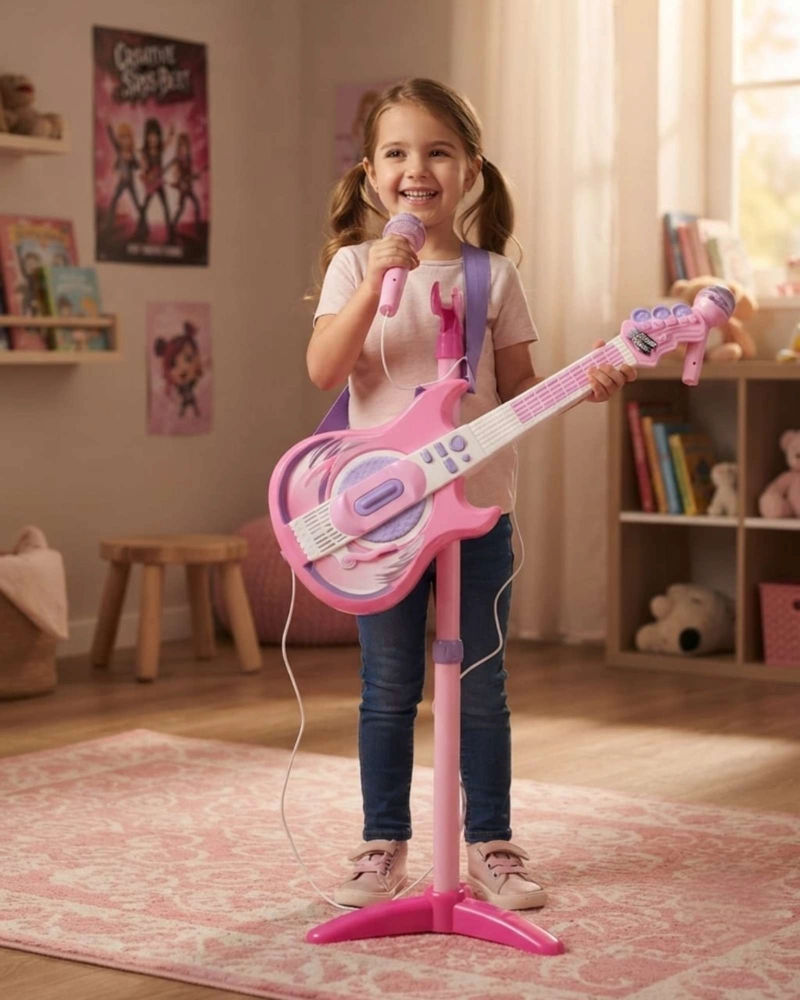 SET DE GUITARRA ELE CTRICA INFANTIL CON MICROFONO Y PEDESTAL - 2