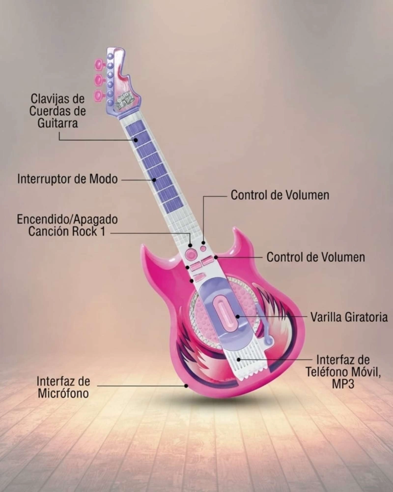 SET DE GUITARRA ELE CTRICA INFANTIL CON MICROFONO Y PEDESTAL - 5