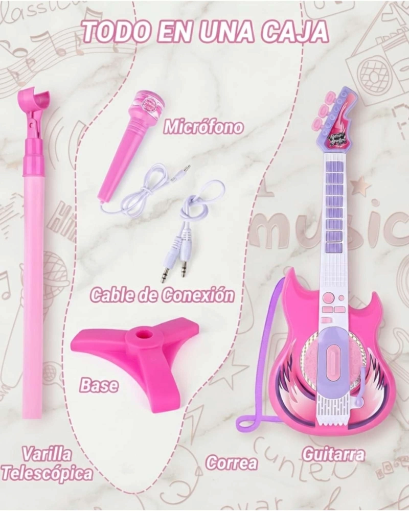 SET DE GUITARRA ELE CTRICA INFANTIL CON MICROFONO Y PEDESTAL - 6