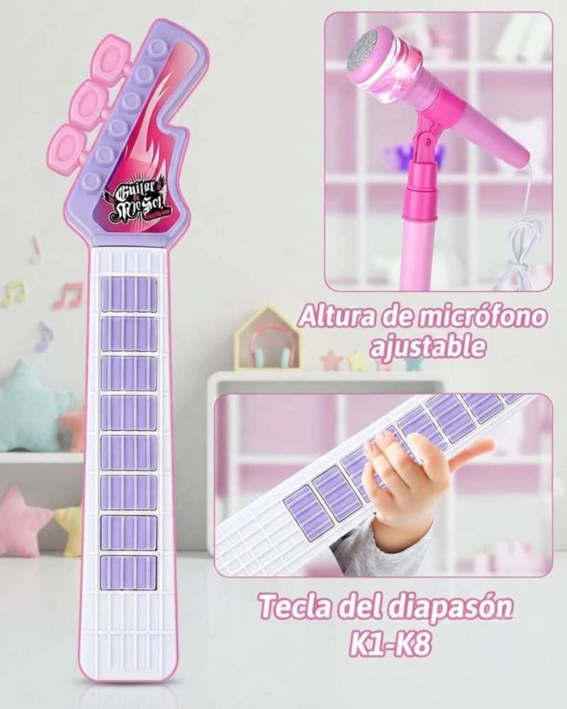 SET DE GUITARRA ELE CTRICA INFANTIL CON MICROFONO Y PEDESTAL - 7