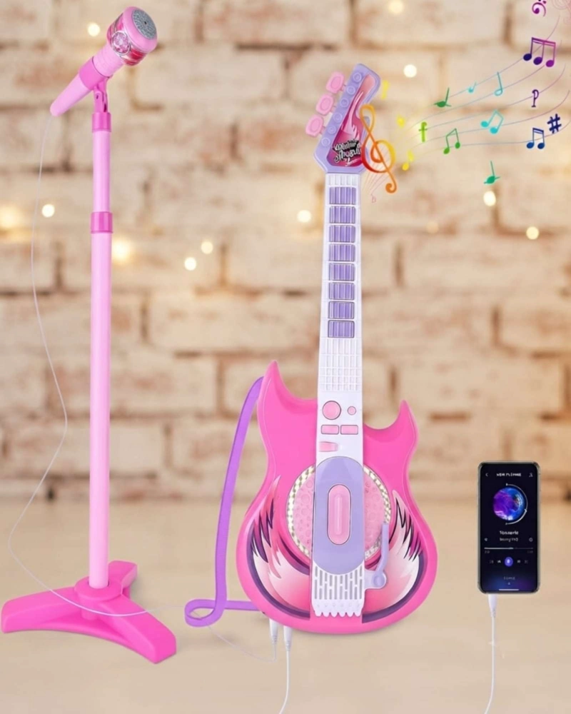 SET DE GUITARRA ELE CTRICA INFANTIL CON MICROFONO Y PEDESTAL - 8