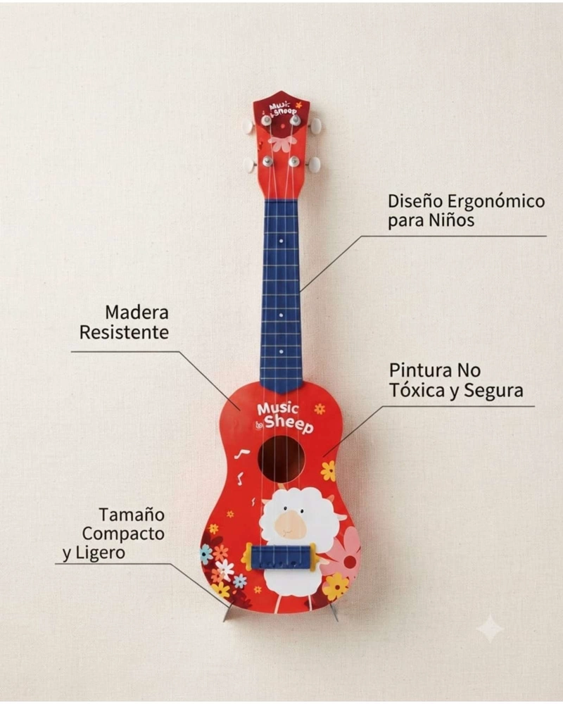 UKELELE GUITARRA DE JUGUETE INFANTIL DISEÑOS PUPPY OFFICER  OVEJA - 4